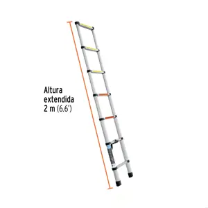 Truper Escalera telescópica, 7 peldaños, tipo II, capacidad 102kg