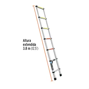 Truper Escalera telescópica,13 peldaños, tipo II, capacidad 102kg