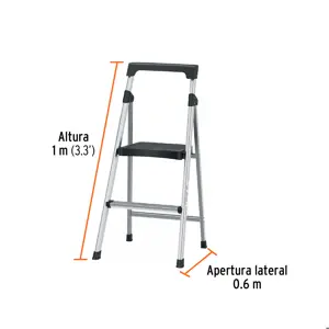 Escalera tubular plegable, 2 peldaños, aluminio, Truper