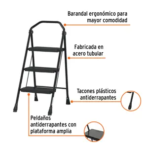 Escalera tubular, plegable, 3 peldaños, Truper