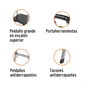 16764 / ESTU-3A Escalera tubular plegable, 3 peldaños, aluminio, Truper