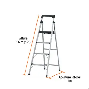 Escalera tubular plegable, 4 peldaños, aluminio, Truper