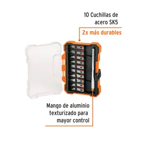 Juego de exactos profesional con 13 cuchillas,estuche,TRUPER