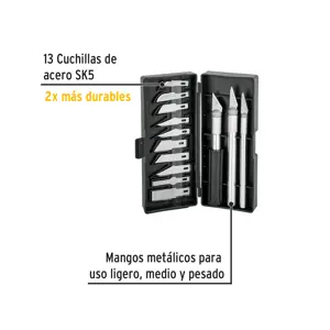 Juego de exactos con 13 cuchillas en estuche, PRETUL