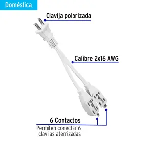 Volteck Mini extensión eléctrica doméstica dual 10 cm, blanca