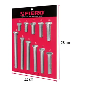 Exhibidor Fiero con tornillos tipo máquina, 1/2