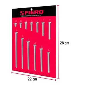 Exhibidor Fiero con tornillos tipo máquina, 1/4