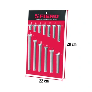 Exhibidor Fiero con tornillos tipo máquina, 3/8