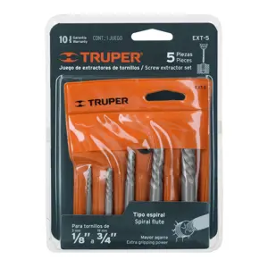 14512 / EXT-5 Juego con 5 extractores de tornillos, Truper