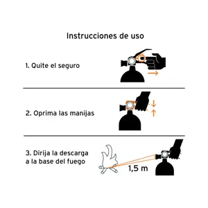 Extintor portátil recargable 1 kg, polvo tipo ABC, Truper