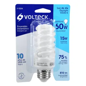 48204 / F-15EM Lámpara espiral mini T2 15 W luz de día en blíster, Volteck