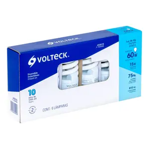 46825 / F-15EMX6 Volteck Pack de 6 lámparas espiral mini T2 15 W luz de día, en caja