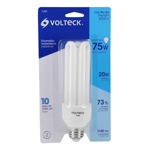 Lámpara triple T4 20 W luz de día en blíster, Volteck