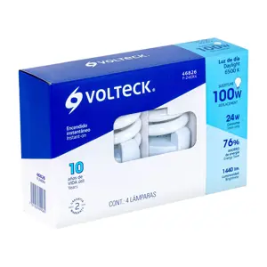46826 / F-24EX4 Pack 4 lámparas espiral T4 24 W luz de día, caja, Volteck