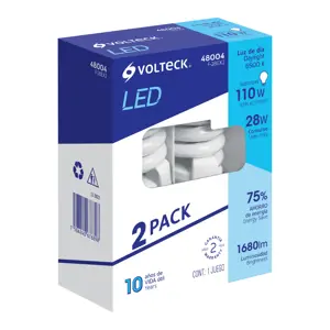 48004 / F-28EX2 Pack 2 lámparas espiral T4 28 W luz de día, blíster, Volteck