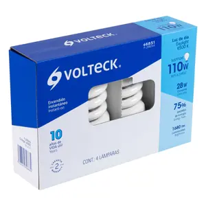 46851 / F-28EX4 Pack 4 lámparas espiral T4 28 W luz de día, caja, Volteck