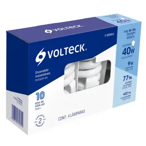 Volteck Pack de 4 lámparas espiral mini T2 9 W luz de día, en caja