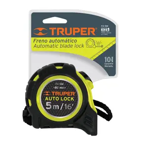 Flexómetro Auto-Lock contra impactos 5 m cinta 19 mm, Truper