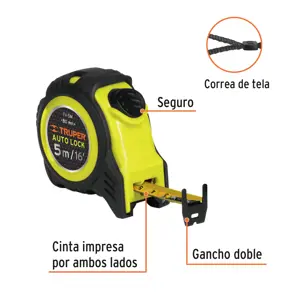 10747 / FA-5M Flexómetro Auto-Lock contra impactos 5 m cinta 19 mm, Truper