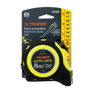 Flexómetro Auto-Lock contra impactos 8 m cinta 25 mm, Truper