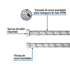 Manguera para boiler, acero inox, 1/2