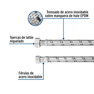 Manguera para boiler, acero inox, 1/2