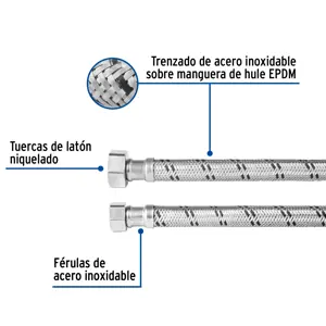 Manguera para boiler, acero inox, 1/2