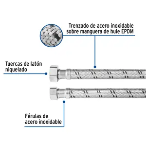 Manguera para boiler, acero inox, 1/2