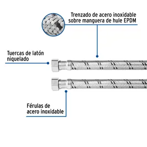 Manguera para boiler, acero inox, 1/2