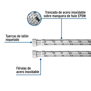 Manguera para boiler, acero inox, 1/2
