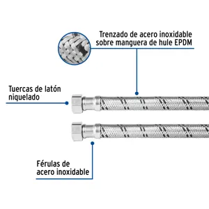 Manguera para boiler, acero inox, 1/2