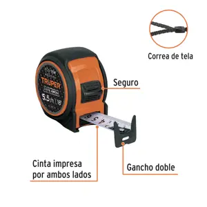 12773 / FCG-55M Truper Flexómetro compacto contra impactos 5.5 m cinta 25 mm