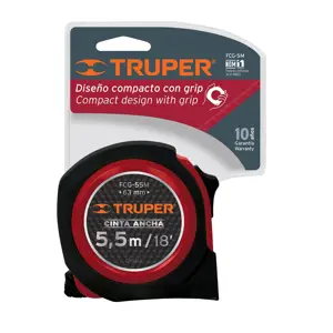 Flexómetro compacto contra impactos 5 m cinta 19 mm, Truper