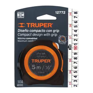 12772 / FCG-5M Flexómetro compacto contra impactos 5 m cinta 19 mm, Truper