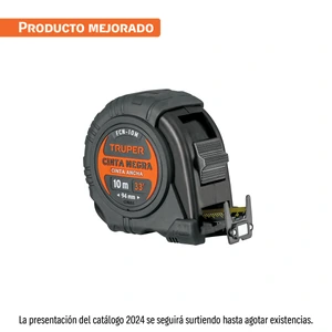 103057 / FCN-10M Flexómetro contra impactos 10 m, Cinta Negra 32 mm, Truper
