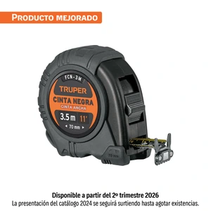 11720 / FCN-3M Flexómetro contra impactos 3 m, Cinta Negra 13 mm, Truper