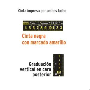Flexómetro contra impactos 8 m, Cinta Negra 25 mm, Truper
