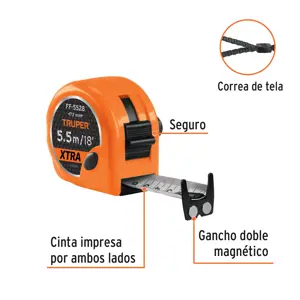 15385 / FF-5528 Expert Flexómetro XTRA 5.5 m cinta extra ancha 28 mm, Truper