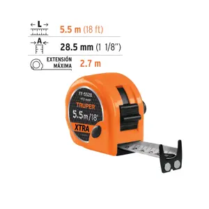 Expert Flexómetro XTRA 5.5 m cinta extra ancha 28 mm, Truper