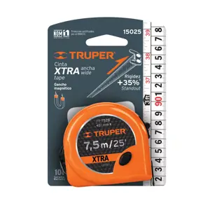 15025 / FF-7528 Expert Flexómetro XTRA 7.5 m cinta extra ancha 28 mm, Truper