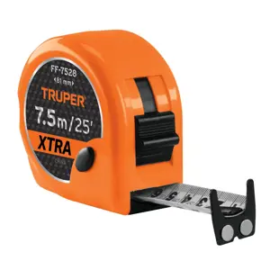 15025 / FF-7528 Expert Flexómetro XTRA 7.5 m cinta extra ancha 28 mm, Truper