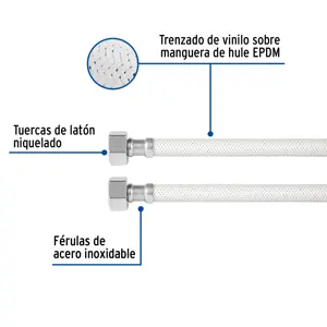 Foset Manguera lavabo/fregadero, vinilo blanco, 1/2
