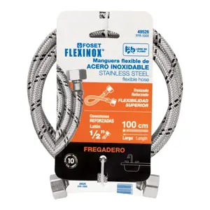 49526 / FFR-100X Foset Manguera lavabo/fregadero, acero inox, 1/2
