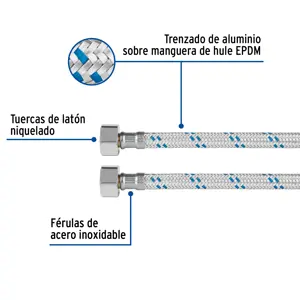 Foset Manguera lavabo/fregadero, aluminio, 1/2