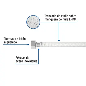 Foset Manguera lavabo/fregadero, vinilo blanco, 1/2