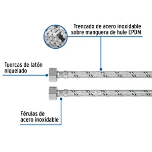 Foset Manguera lavabo/fregadero, acero inox, 1/2