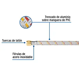 Manguera para gas, aluminio, 5/16