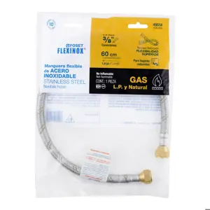 Manguera para gas, acero inox, 3/8