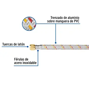 Manguera para gas, aluminio, 5/16