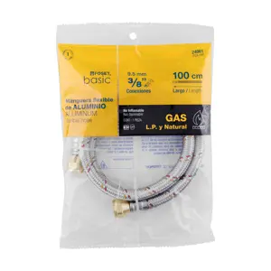 Manguera para gas, aluminio, 3/8